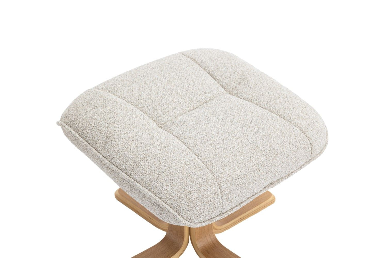 Hessian Fabric Swivel Recliner with Footstool Mid Oak Frame