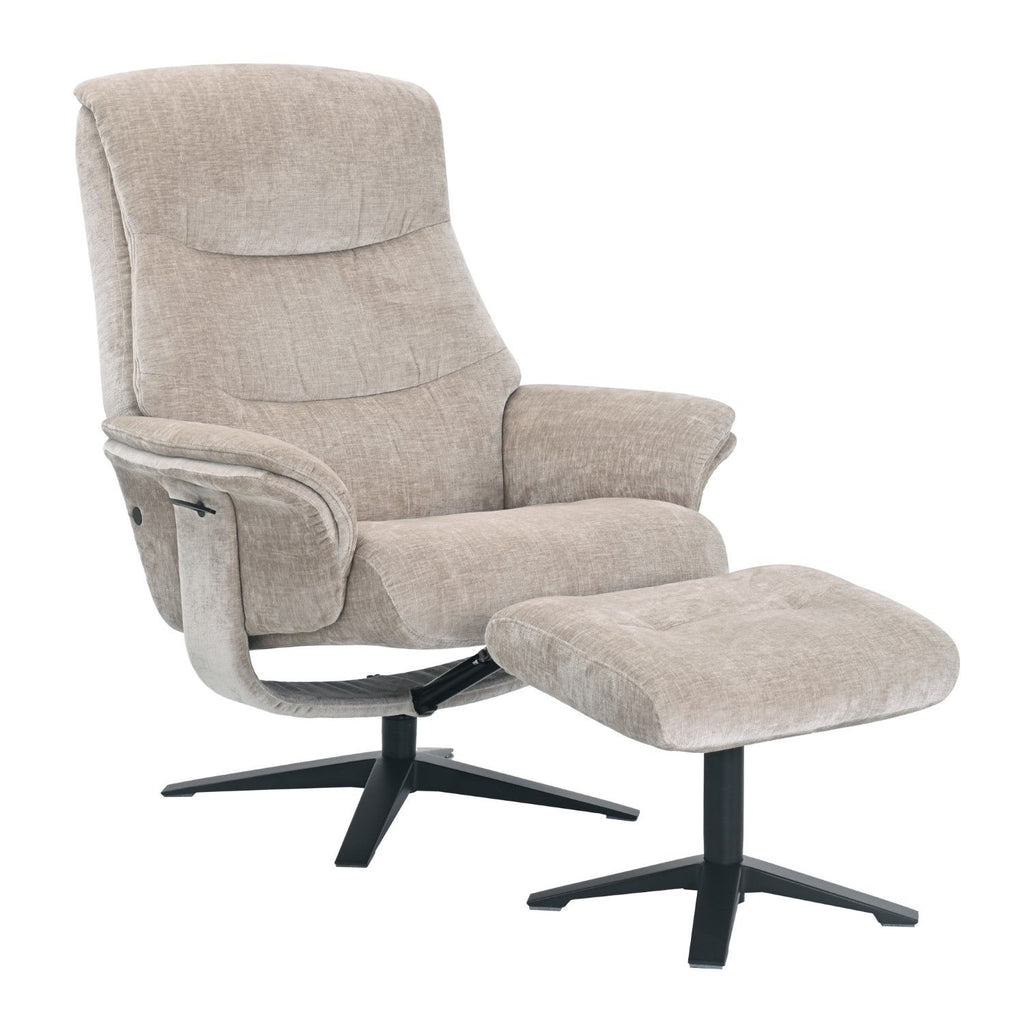 Husk Fabric Swivel Recliner Chair with Footstool