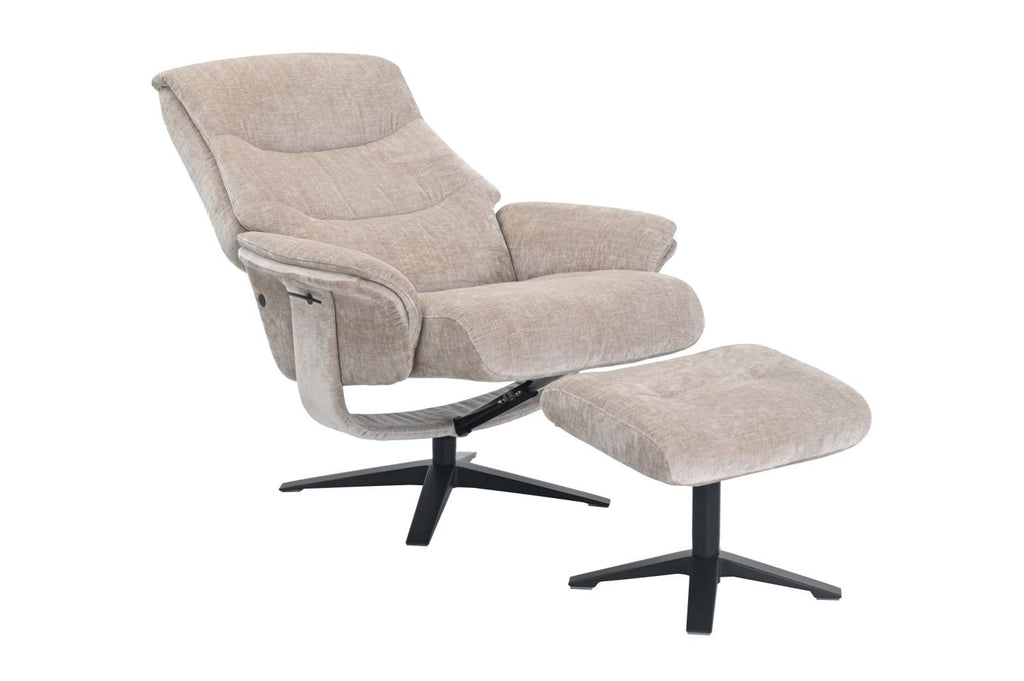 Husk Fabric Swivel Recliner Chair with Footstool