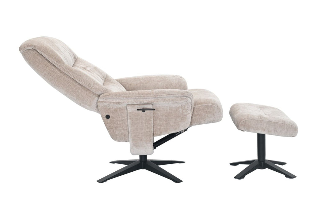 Husk Fabric Swivel Recliner Chair with Footstool