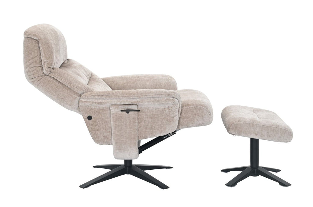 Husk Fabric Swivel Recliner Chair with Footstool