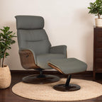 Husky Full Leather Swivel Recliner Chair with Footstool - Home Furniture Interiors