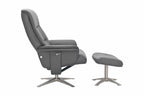 Iron Full Leather Swivel Recliner with Footstool - Home Furniture Interiors