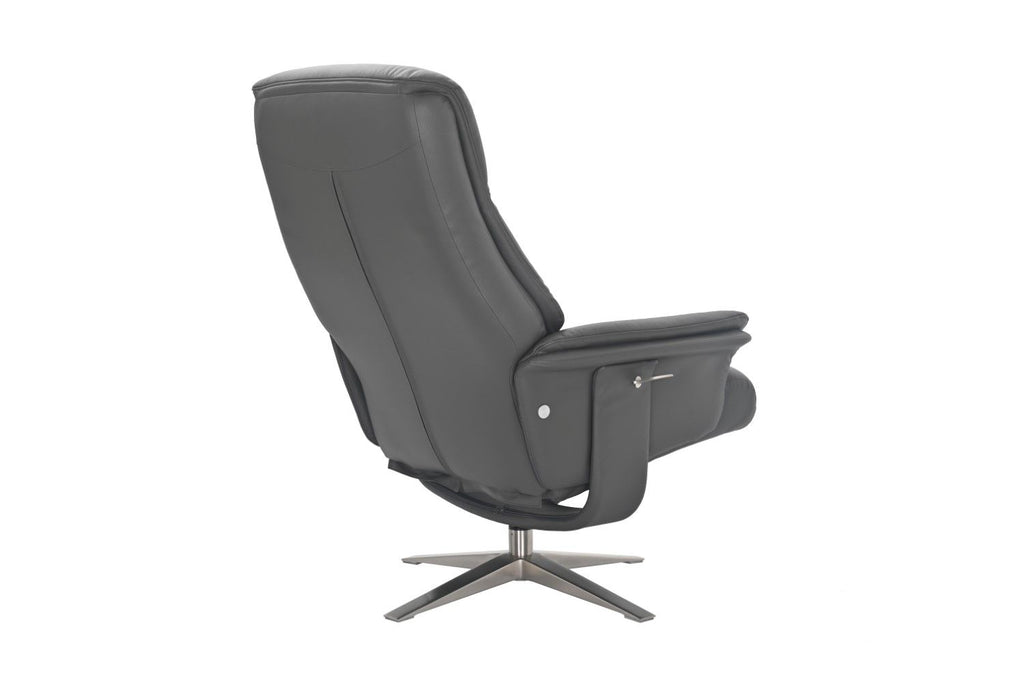 Iron Full Leather Swivel Recliner with Footstool