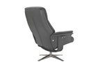 Iron Full Leather Swivel Recliner with Footstool - Home Furniture Interiors