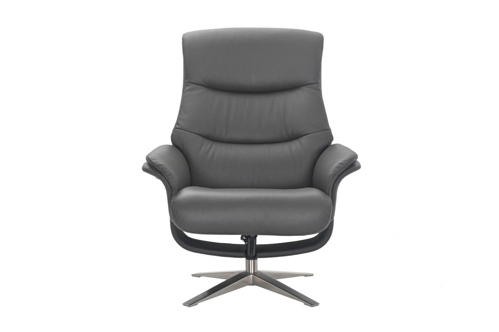 Iron Full Leather Swivel Recliner with Footstool