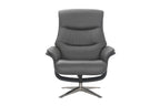 Iron Full Leather Swivel Recliner with Footstool - Home Furniture Interiors