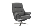 Iron Full Leather Swivel Recliner with Footstool - Home Furniture Interiors