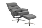 Iron Full Leather Swivel Recliner with Footstool - Home Furniture Interiors