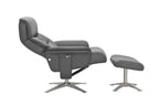 Iron Full Leather Swivel Recliner with Footstool - Home Furniture Interiors