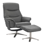 Iron Full Leather Swivel Recliner with Footstool - Home Furniture Interiors