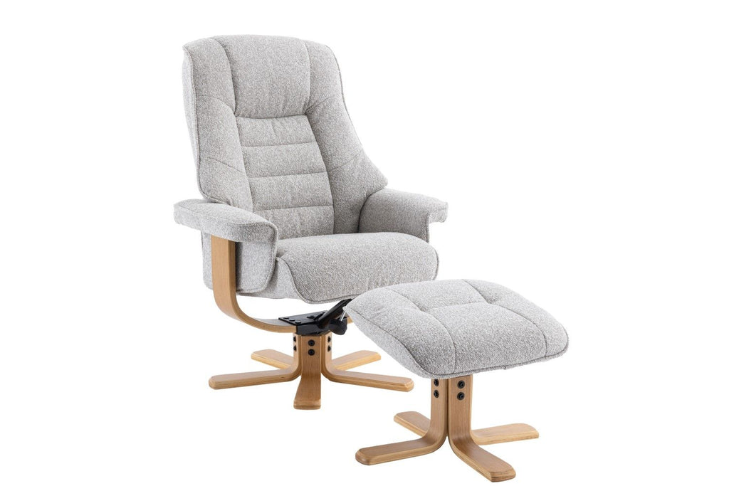 Light Grey Fabric Swivel Recliner with Footstool Star Base