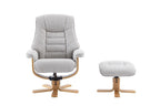 Light Grey Fabric Swivel Recliner with Footstool Star Base - Home Furniture Interiors