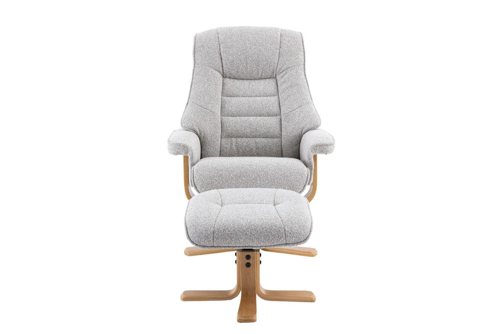 Light Grey Fabric Swivel Recliner with Footstool Star Base