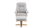Light Grey Fabric Swivel Recliner with Footstool Star Base - Home Furniture Interiors