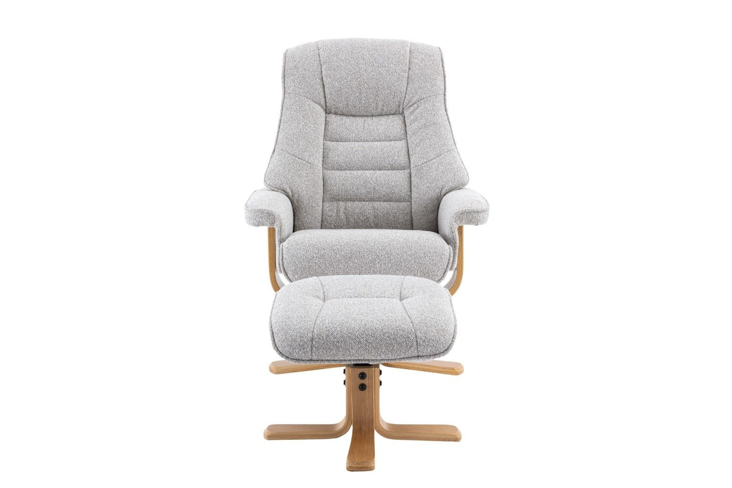 Light Grey Fabric Swivel Recliner with Footstool Star Base