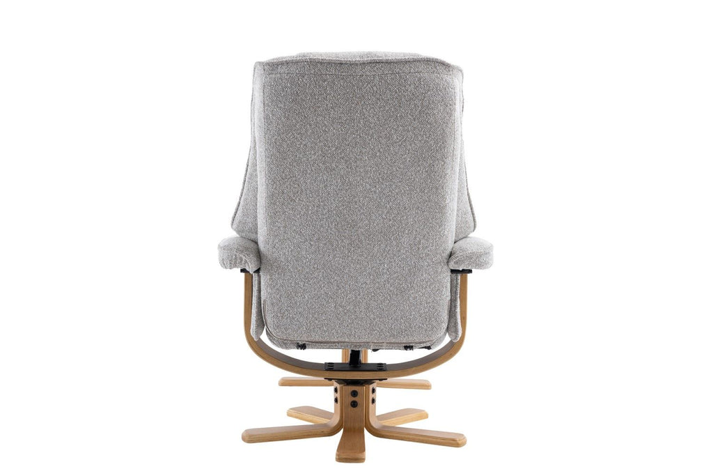 Light Grey Fabric Swivel Recliner with Footstool Star Base