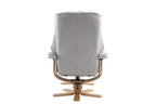 Light Grey Fabric Swivel Recliner with Footstool Star Base - Home Furniture Interiors