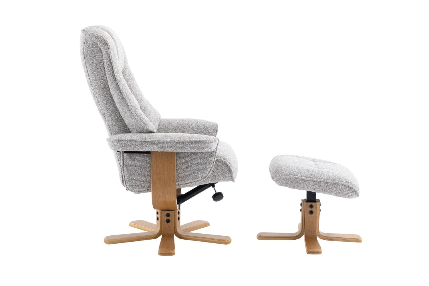 Light Grey Fabric Swivel Recliner with Footstool Star Base