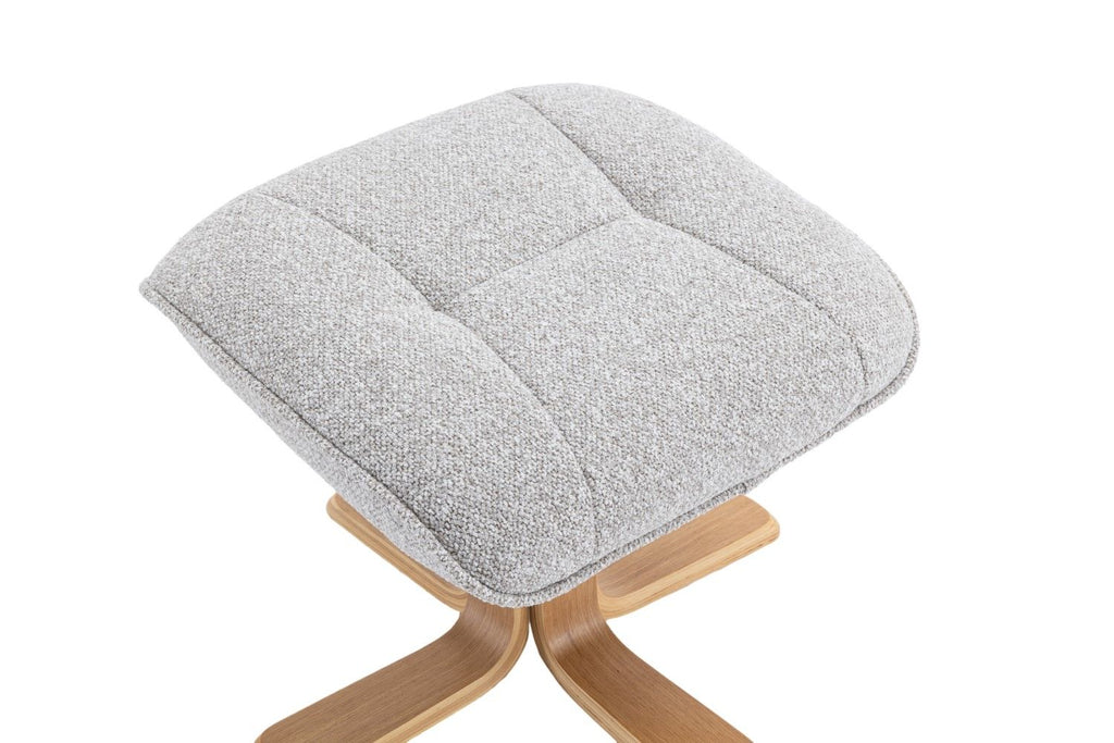 Light Grey Fabric Swivel Recliner with Footstool Star Base