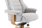 Light Grey Fabric Swivel Recliner with Footstool Star Base - Home Furniture Interiors
