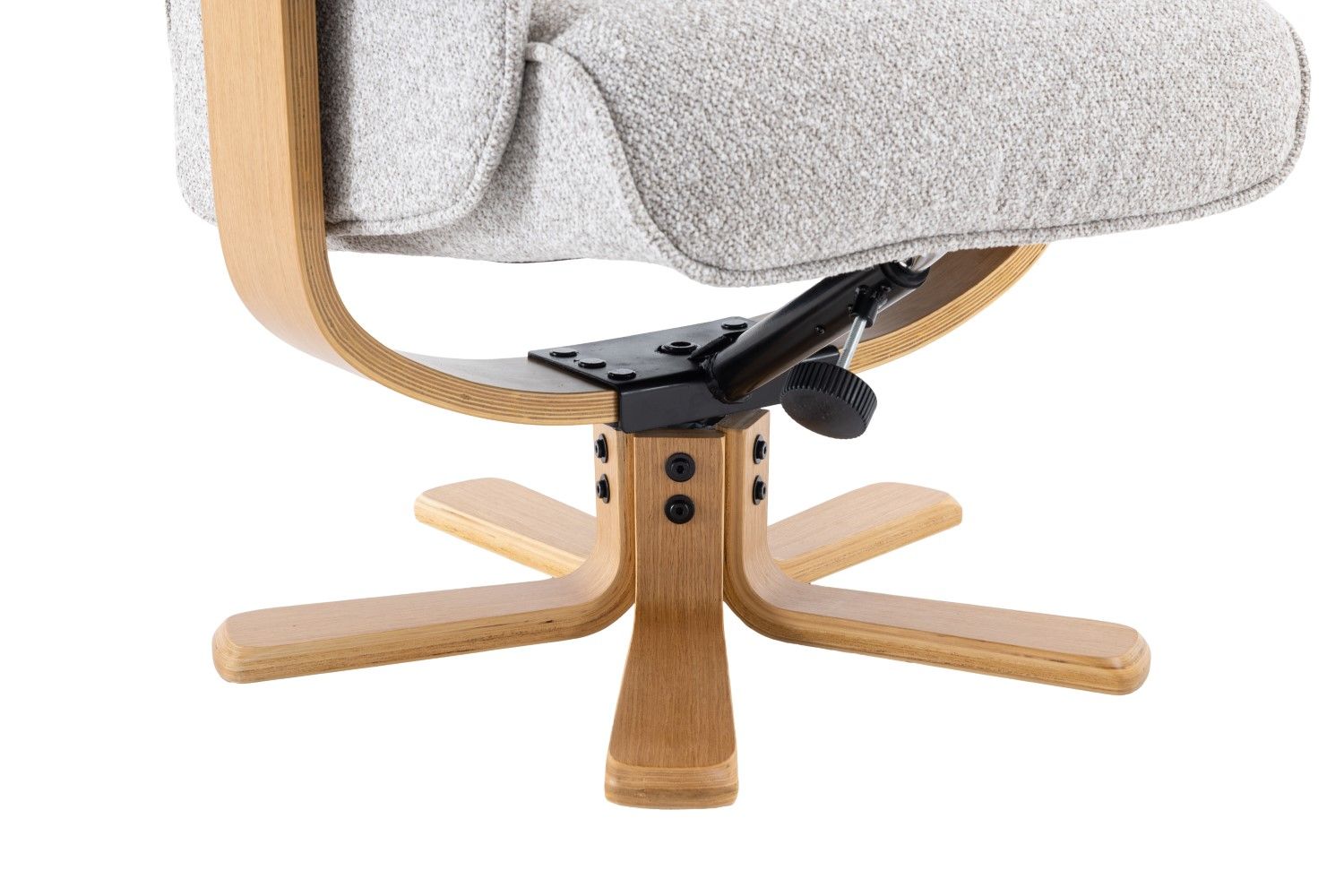 Light Grey Fabric Swivel Recliner with Footstool Star Base