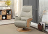 Light Grey Leather Swivel Recliner with Integrated Footstool