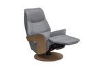 Light Grey Leather Swivel Recliner with Integrated Footstool - Home Furniture Interiors