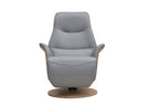 Light Grey Leather Swivel Recliner with Integrated Footstool - Home Furniture Interiors