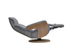Light Grey Leather Swivel Recliner with Integrated Footstool - Home Furniture Interiors