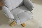 Lunar Grey Fabric Swivel Recliner with Footstool Oak Base - Home Furniture Interiors