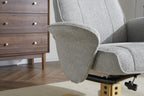 Lunar Grey Fabric Swivel Recliner with Footstool Oak Base - Home Furniture Interiors