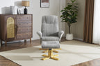 Lunar Grey Fabric Swivel Recliner with Footstool Oak Base - Home Furniture Interiors