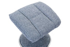 Marine Blue Fabric Swivel Recliner and Footstool Chrome Trim - Home Furniture Interiors