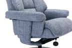 Marine Blue Fabric Swivel Recliner and Footstool Chrome Trim - Home Furniture Interiors