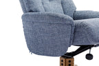 Marine Blue Fabric Swivel Recliner with Footstool Oak Base - Home Furniture Interiors