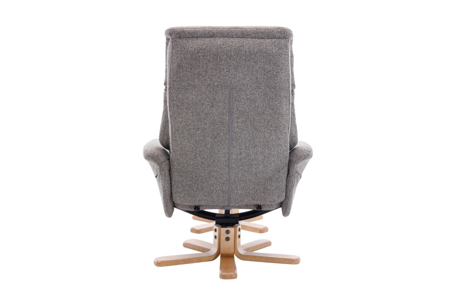 Natural Fabric Swivel Recliner with Footstool Oak Base