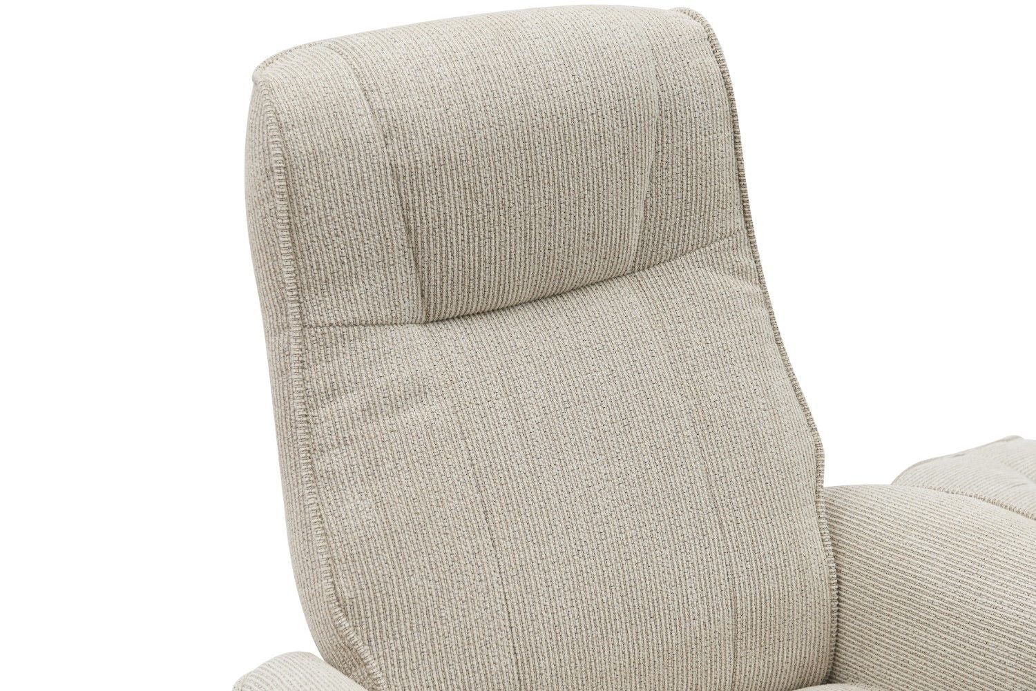 Marzipan Fabric Swivel Recliner with Footstool Oak Base - Home Furniture Interiors