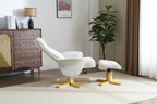 Marzipan Fabric Swivel Recliner with Footstool Oak Base - Home Furniture Interiors