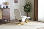 Marzipan Fabric Swivel Recliner with Footstool Oak Base - Home Furniture Interiors