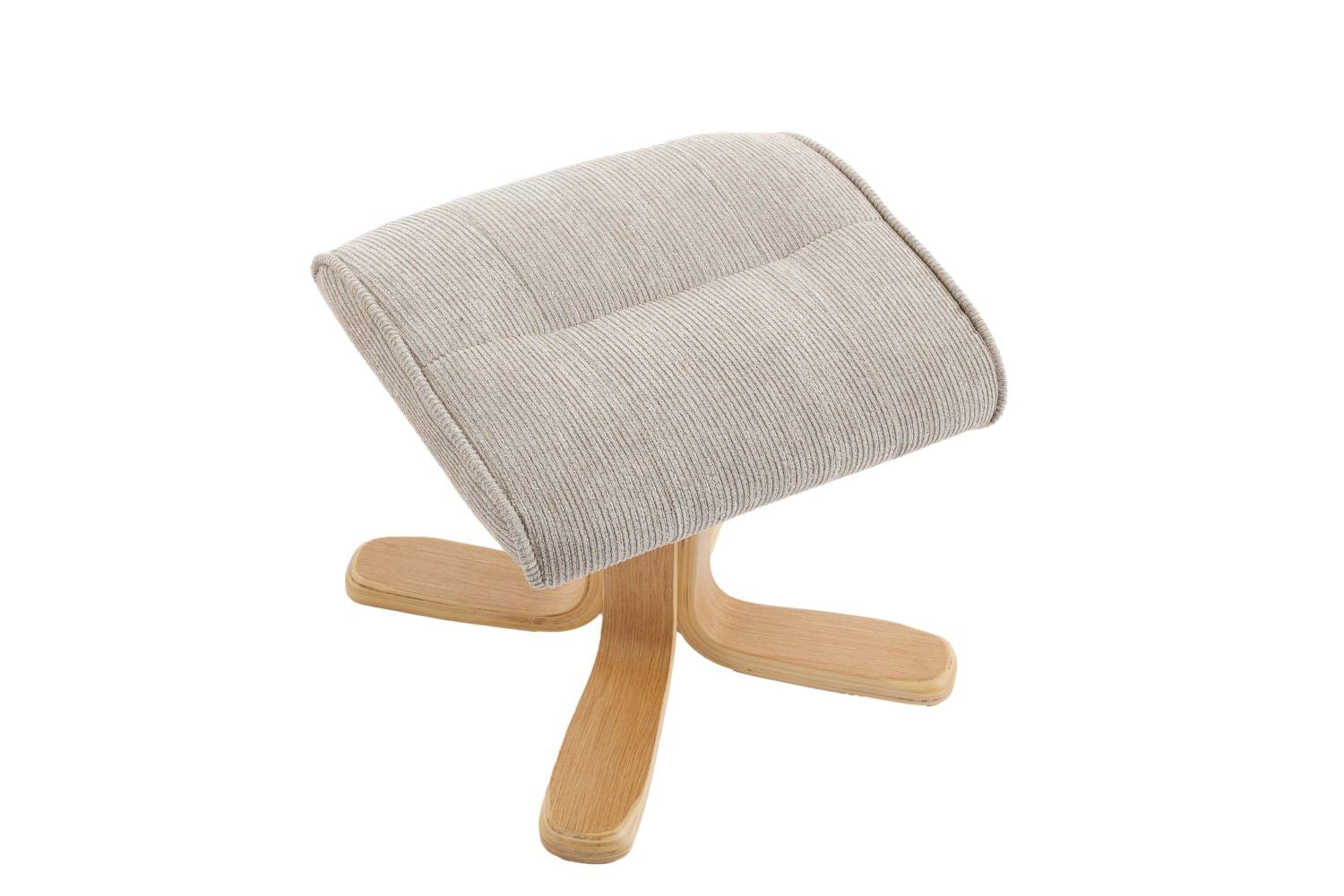 Camel Fabric Swivel Recliner with Footstool Oak Base