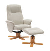 MISSOURI Fabric Marzipan Mid Oak Swivel Recliner And Footstool
