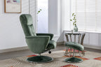 Moss Green Fabric Swivel Recliner with Footstool Chrome Base - Home Furniture Interiors