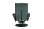Moss Green Fabric Swivel Recliner with Footstool Chrome Base - Home Furniture Interiors