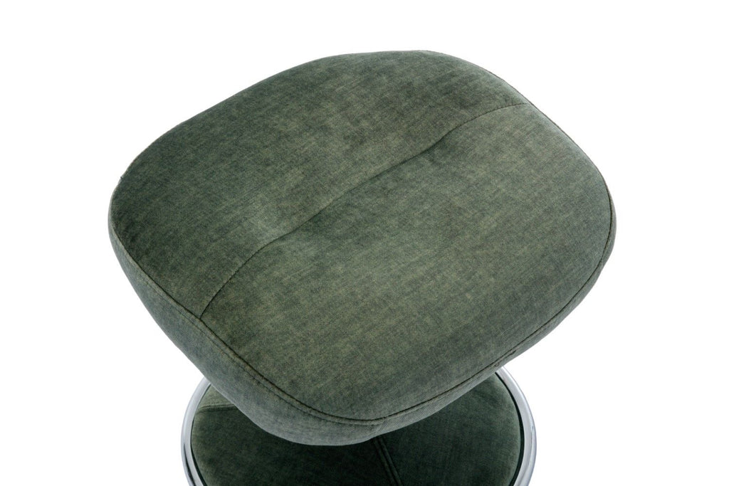 Moss Green Fabric Swivel Recliner with Footstool Chrome Base