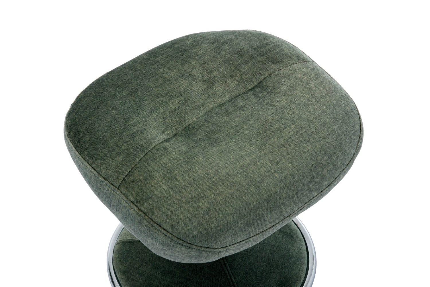 Moss Green Fabric Swivel Recliner with Footstool Chrome Base