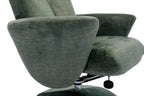 Moss Green Fabric Swivel Recliner with Footstool Chrome Base - Home Furniture Interiors