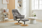 Muscari Grey Fabric Swivel Recliner Chair With Footstool - Home Furniture Interiors