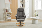Muscari Grey Fabric Swivel Recliner Chair With Footstool - Home Furniture Interiors