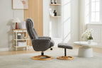 Muscari Grey Fabric Swivel Recliner Chair With Footstool - Home Furniture Interiors